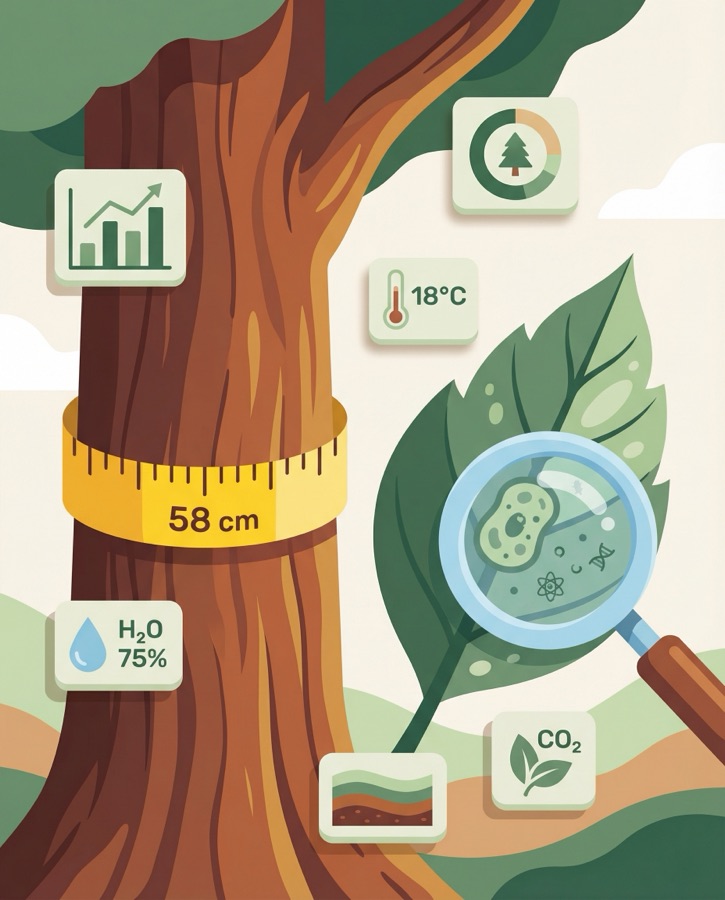 Trees being measured and photographed for census data collection